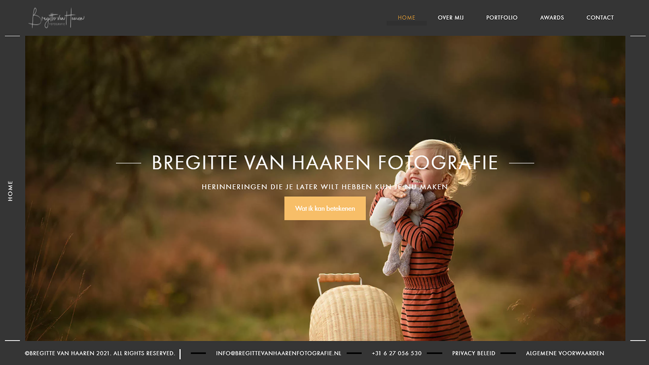 Website van Bregitte van Haaren fotografie als portfolio voorbeeld